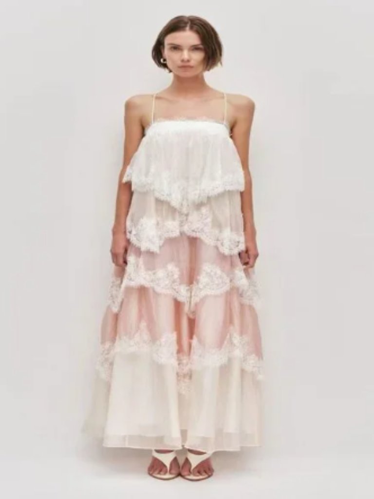 Nowt! Aje Ophelia Lace Gown In Pink